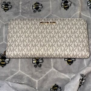 Michael Kors Monogram Cream and Brown Wallet